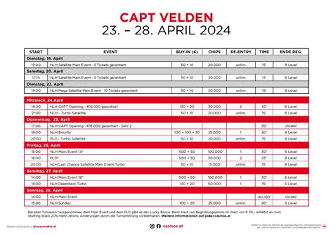 Poker Em Velden 2024 Turnierplan