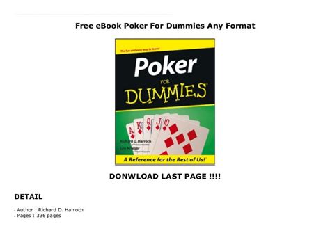 Poker For Dummies Epub Download